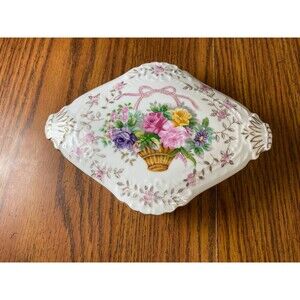 Vintage L&M Lipper & Mann Bristol Garden Porcelain Trinket Jewelry Box 1950’s
